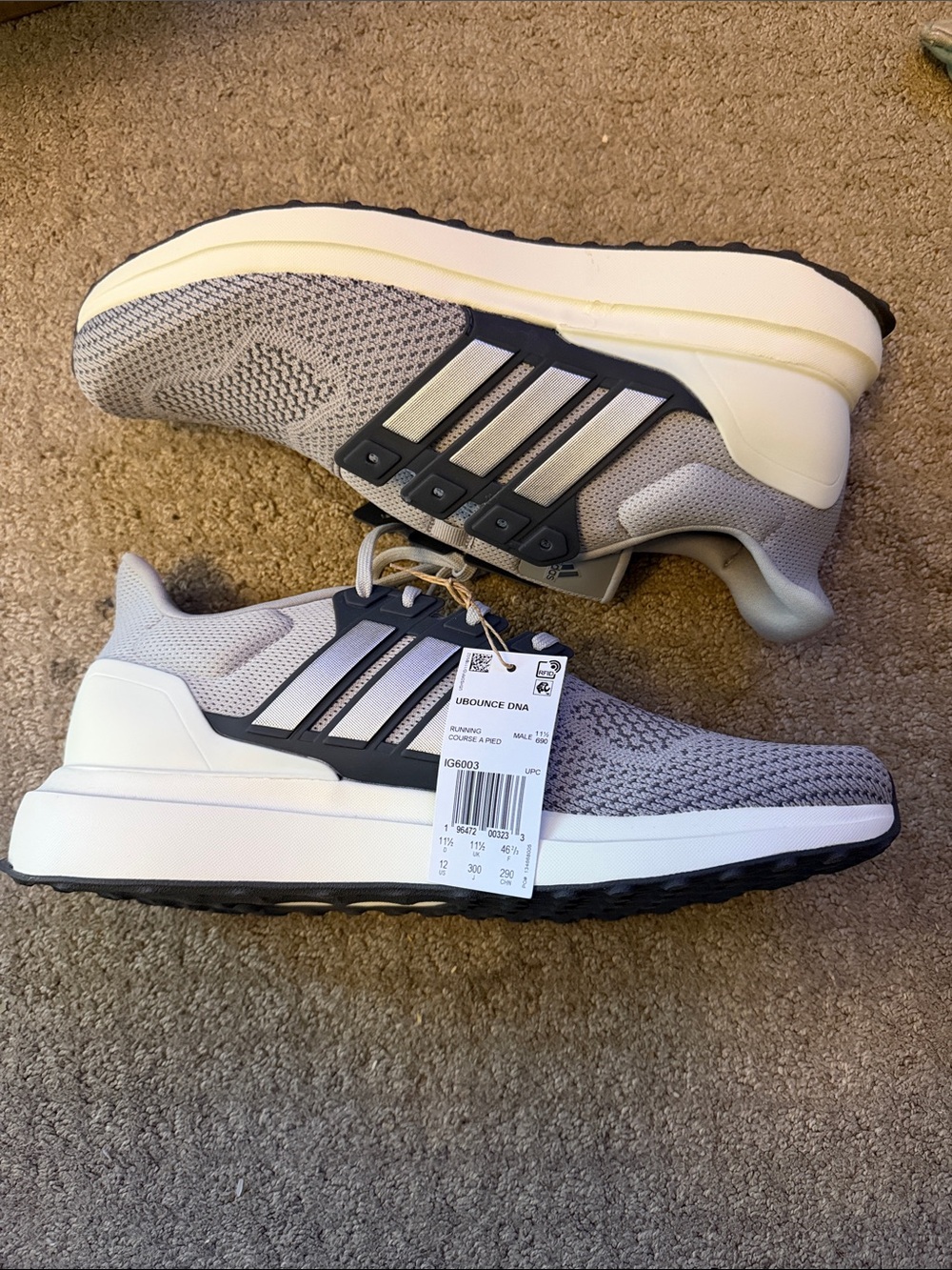 adidas UBounce DNA Size 12 Men's Athletic Shoes - Light Grey & Black